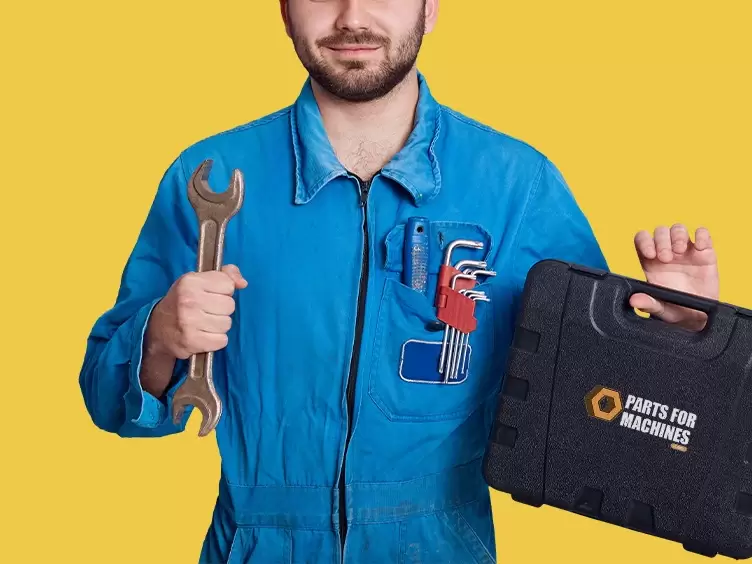 A man holding a wrench and toolbox is working on a project at home.