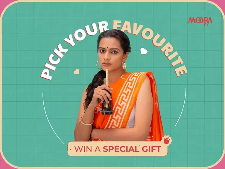 A woman in a sari is having a contest where you can pick your favorite item to win a special gift.